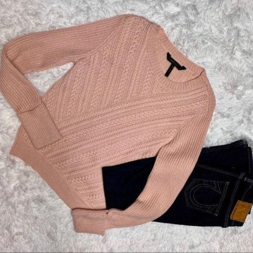 BCBGMAXAZRIA Sweater Cuff Sleeved Scoop Neck Sz S